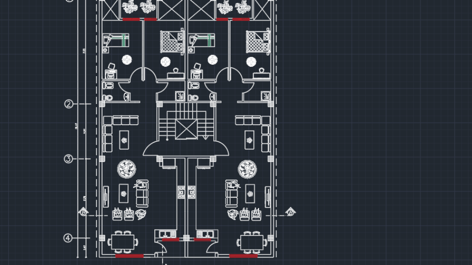 پلان پروژه اسکلت بتنی چهار طبقه